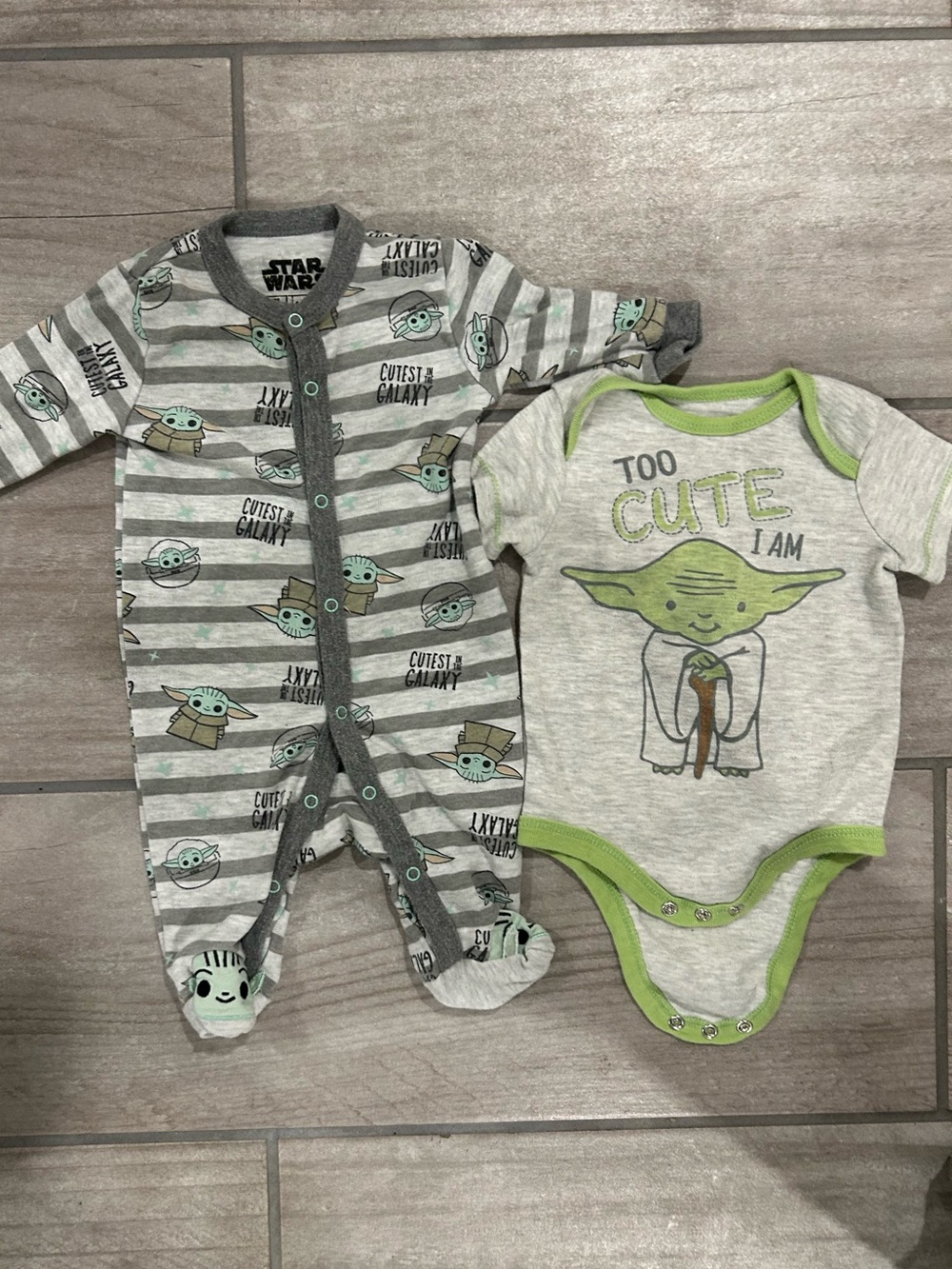 Star Wars Yoda Baby Set - 0-3 mos sleeper, 3-6 mos bodysuit